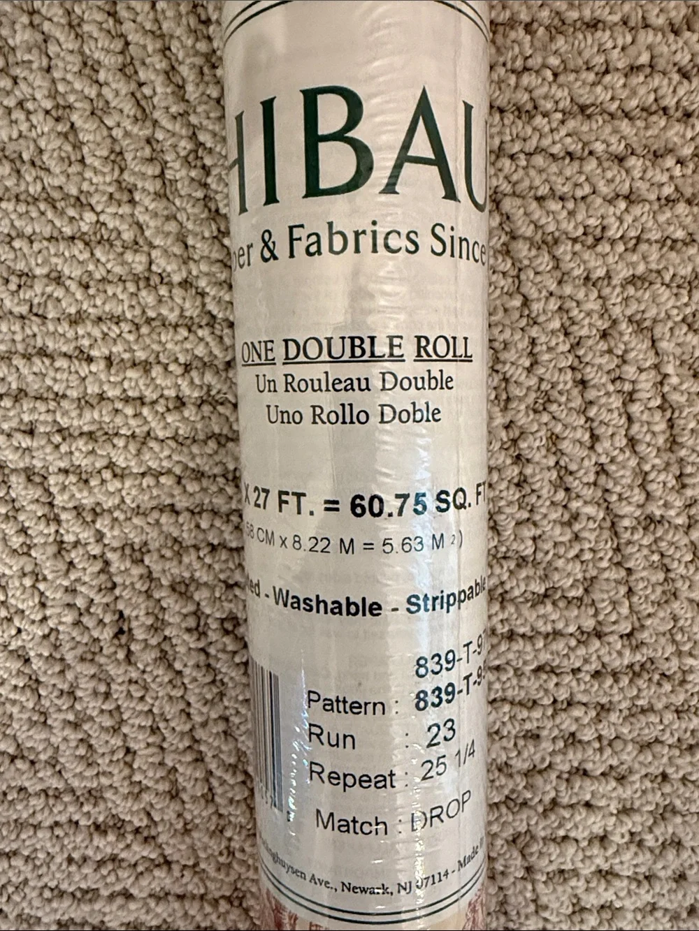 THIBAUT Red Toile Wallpaper - 7 double rolls NWT